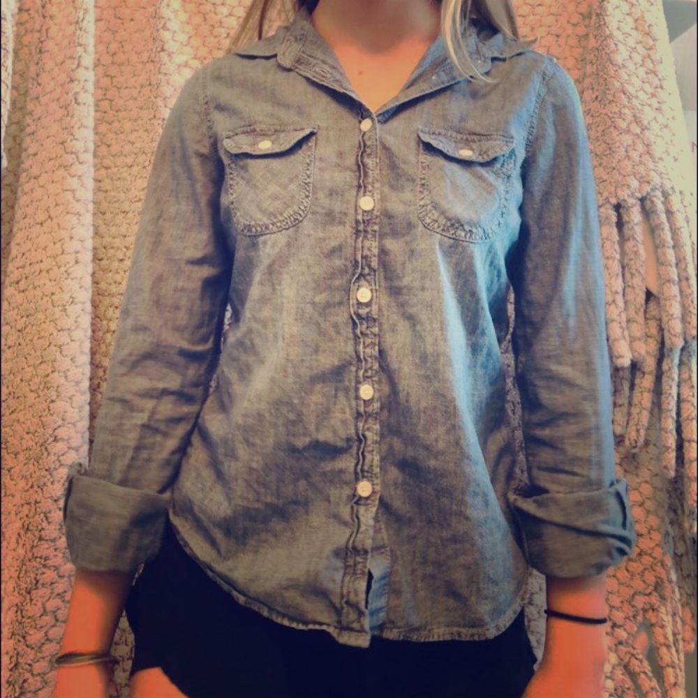 American Outfitters, button up cotton, blue